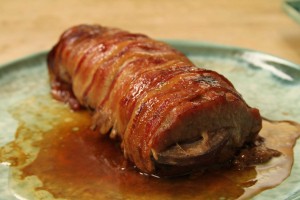 Bacon-Stuffed, Glazed Pork Loin