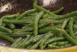 Ann Hollowell's Lemon Green Beans made on The Cooking Lady