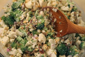 Ann Hollowell's Broccoli & Cauliflower Salad made on The Cooking Lady